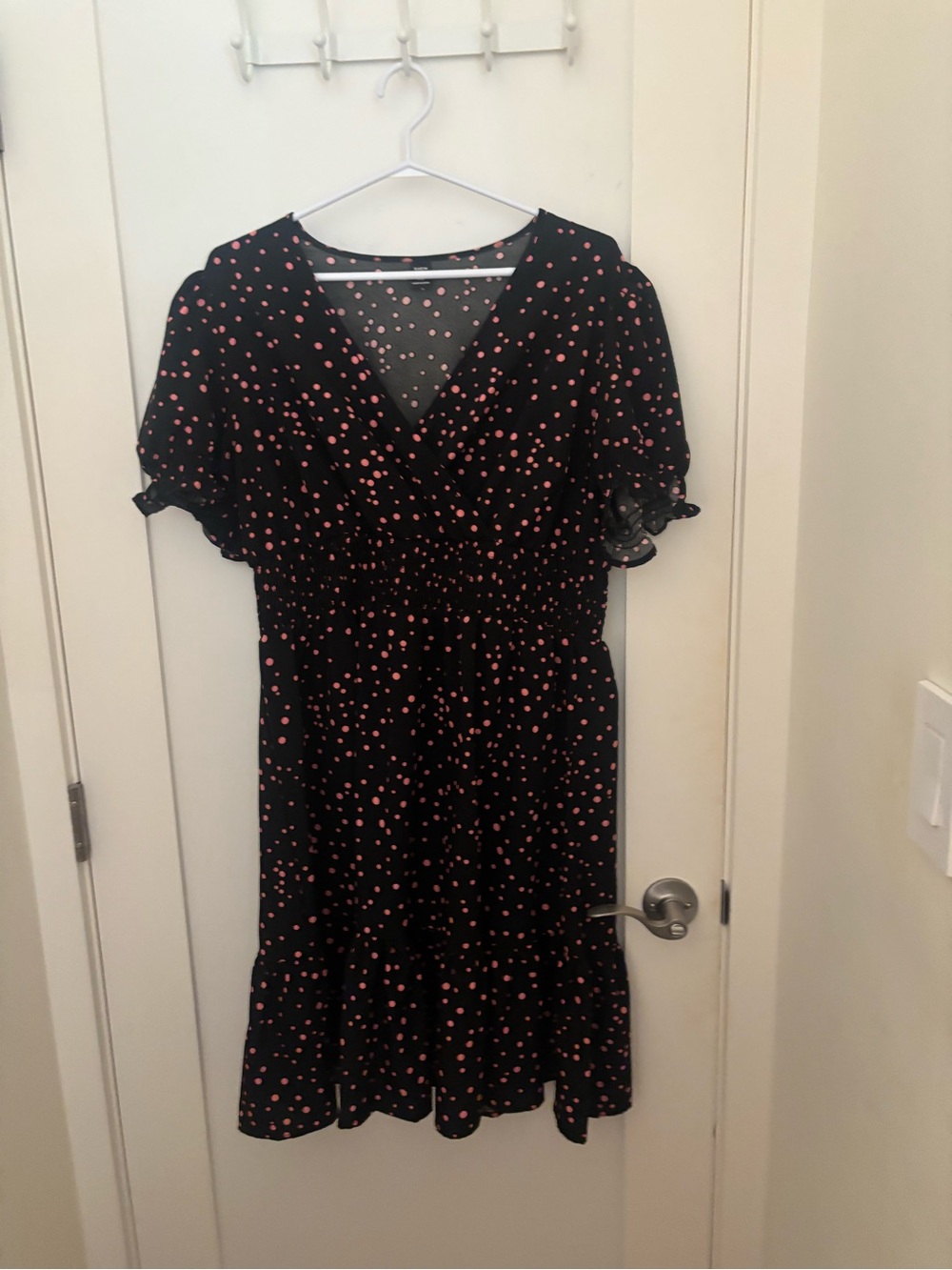 SHEIN Black Mini Dress with Pink Polka Dots
